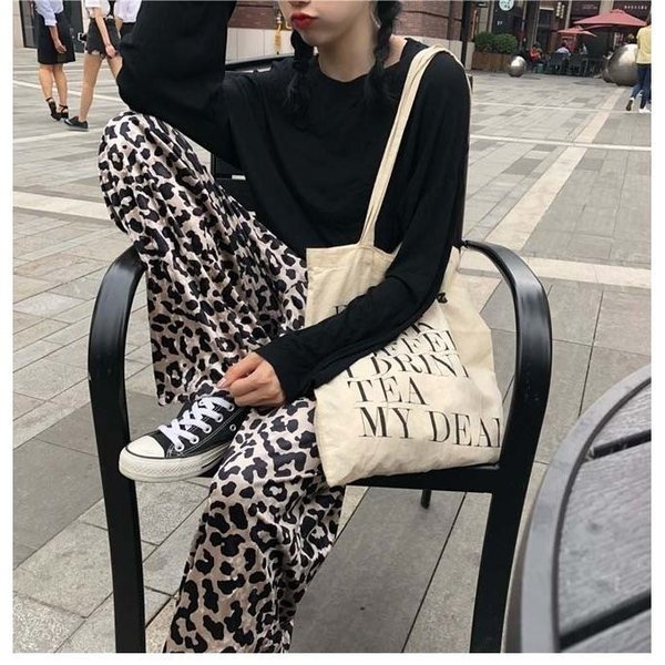 【エキプモン】レオパードワイドパンツ ケイトモス フルレングス エキプモン】レオパードワイドパンツ ケイトモス フルレングス