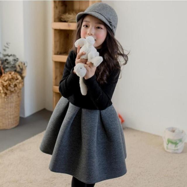 年末セール子ども ワンピース 長袖 韓国子供服 子供ドレス 女の子 ピアノ 発表会 合唱団 七五三 キッズ フォーマルドレスベビードレス 可愛い 黒ワンピ　裏起毛_1