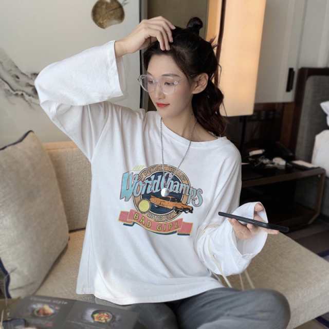 長袖Tシャツ カットソー Tシャツ レディース 女性 トップス チュニック