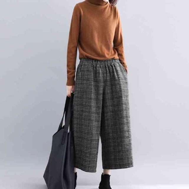 グレンチェックワイドパンツ レディース ワイドパンツ ガウチョパンツ クロップド丈 アンクル丈 チェック柄 ボトムス ギンガム の通販はau Pay マーケット Mmc
