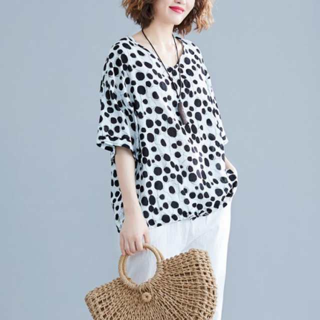 BEARDSLEY 水玉模様 半袖 麻 トップス トップス
