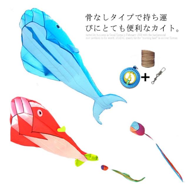 骨なし カイト 凧 タコ揚げ 凧揚げ 立体 折り畳める イルカ 紙鳶 軽量 持ち運び便利 公園 遊び カラフル 子供 おもちゃ ピクニック キャンプ アウトドア レジャー 