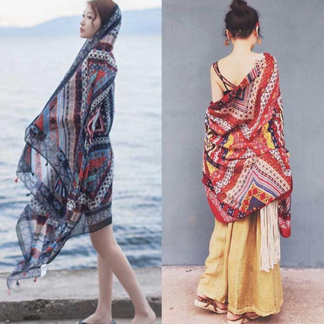 使い方いろいろある タッセル付きストール ストール 大判 大判ストール ショール マフラー Uvカット 羽織 紫外線対策 日焼け防止 肩の通販はau Pay マーケット Mmc