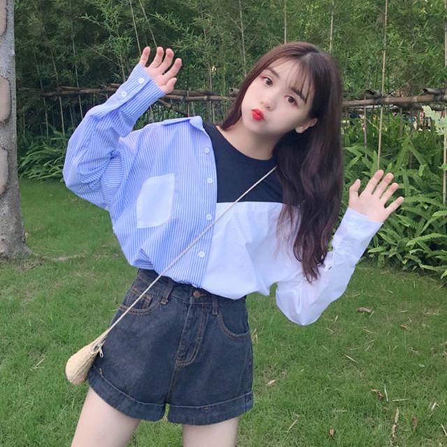 シャツ レディース チェックシャツ 長袖シャツ ゆるシャツ カジュアルシャツ シースルートップス 夏服 重ね着 片肩みせ ロング丈 ルーズ の通販はau Pay マーケット Mmc