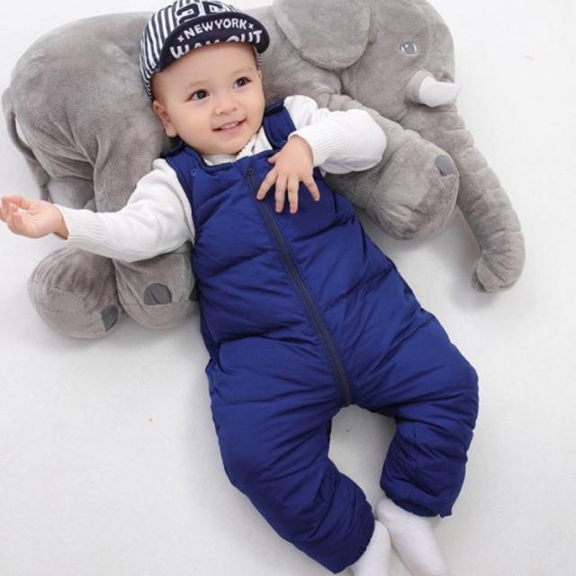 寝具ダックダウン90%オーバーオールダウン ダウン90％)ダウンパンツ ベビー服 キッズ服 サロペット 裏起毛 厚手