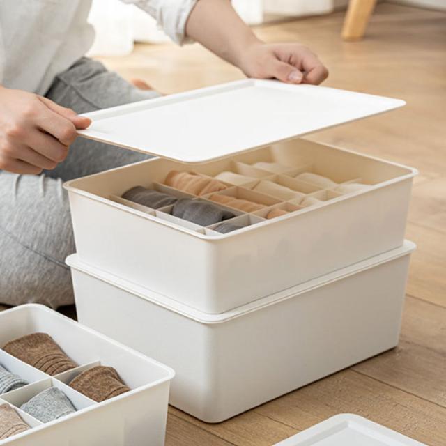 送料無料】収納ケース プラスチック 下着収納ボックス 蓋付 2個セット