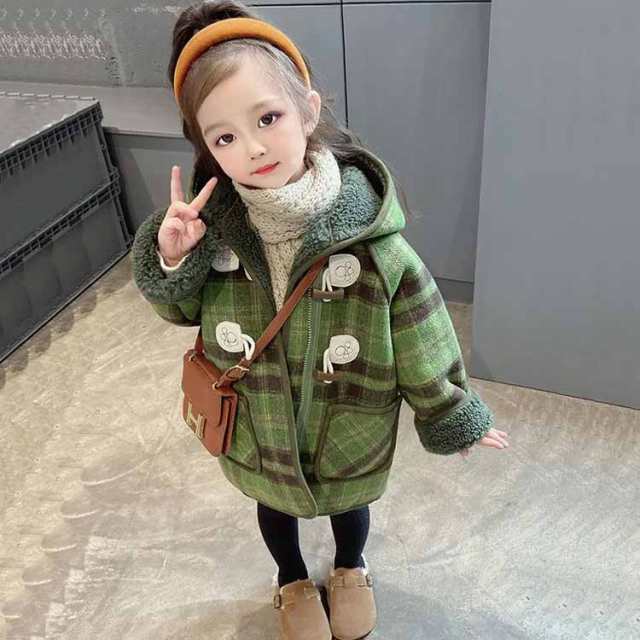 ダッフルコート キッズ ボアコート チェック柄 子供服 女の子 男の子