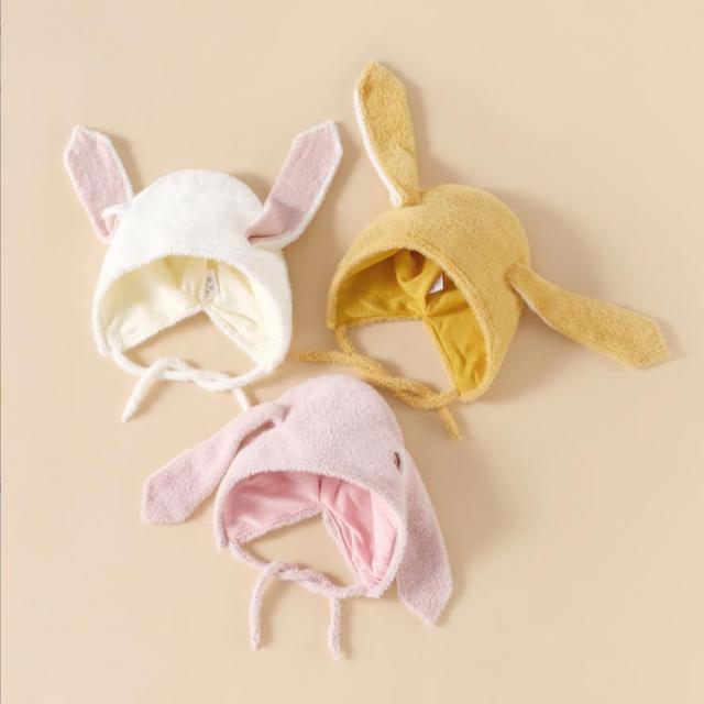 新生児 帽子 うさぎ みみ付き ウサギ あご紐 バニーボンネット