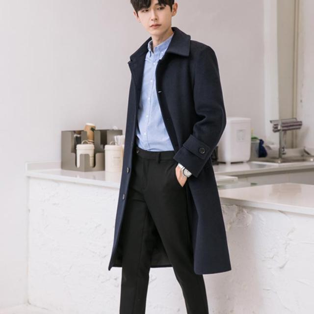 ウールコート メンズ ステンカラーコート 秋冬 トレンチコート ウール