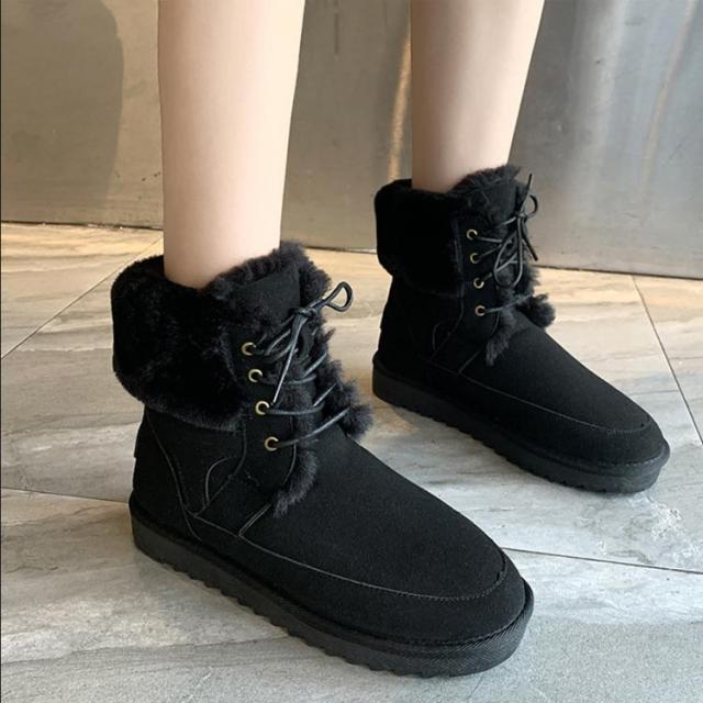 黒ファー レースアップムートンブーツ　moonboot風　yello風 黒ファー レースアップムートンブーツmoonboot風yello風
