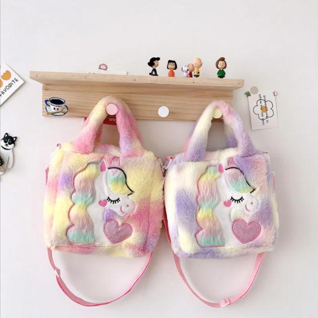 もこもこバッグ ユニコーン 子供 女の子 ショルダーバッグ 肩掛け 