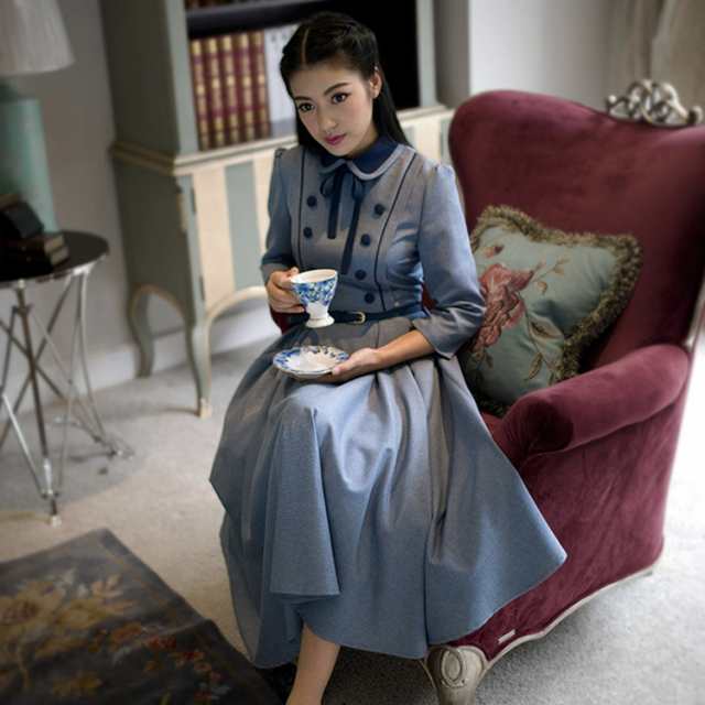 Lace Ladies ワンピース ボウタイ付き ケープ風 フリルカラー