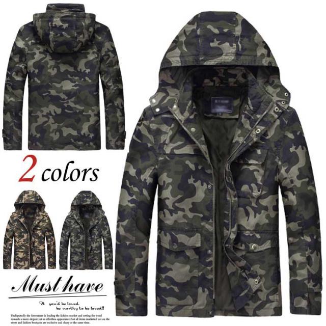 ミリタリージャケット メンズ 迷彩 マウンテン パーカー アウトドア ジャケット 登山ウェア 防風 秋物アウターの通販は 5,628円