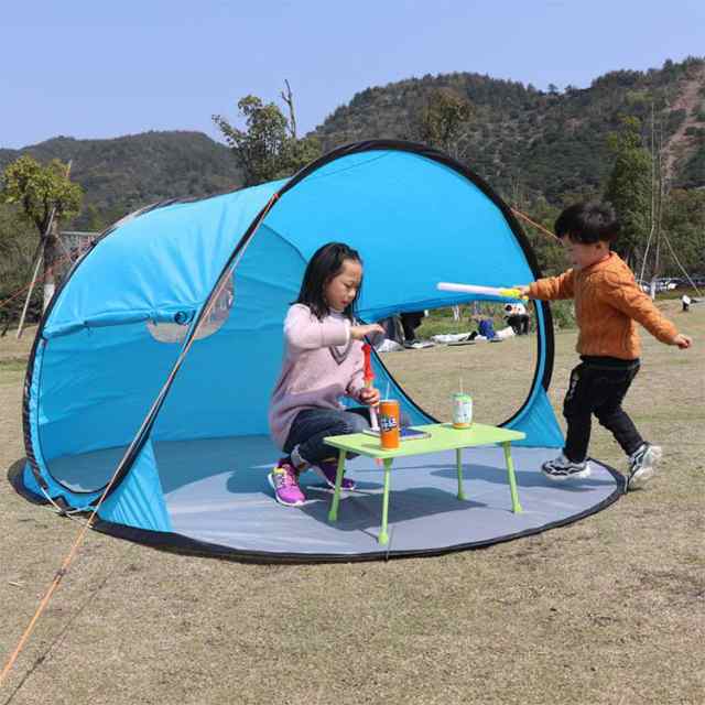ワンタッチテント 大きいサイズ 5-6人用 UVカット 日よけ 簡易テント 紫外線防止 サンシェード 公園遊び 花見 キャンプ レジャー 海 プール 軽量 通気性 アウトドア ビーチ 防災_1