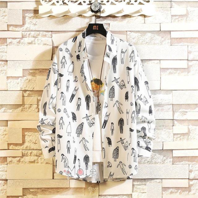長袖シャツ メンズ トップス 白シャツ カジュアルシャツ 柄シャツ 春秋 開襟シャツ おしゃれ お兄系の通販はau Pay マーケット 新勢