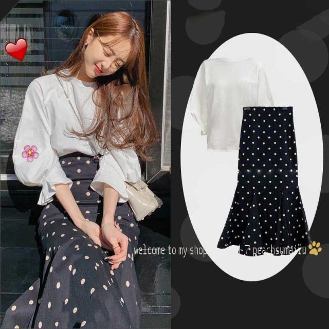 ワンピース2点セット レディース 40代 ワンピース 春夏秋 七分袖ブラウス白 ドット柄マーメイドスカート タイト 大人 韓国風セットアップの通販はau Pay マーケット 新勢