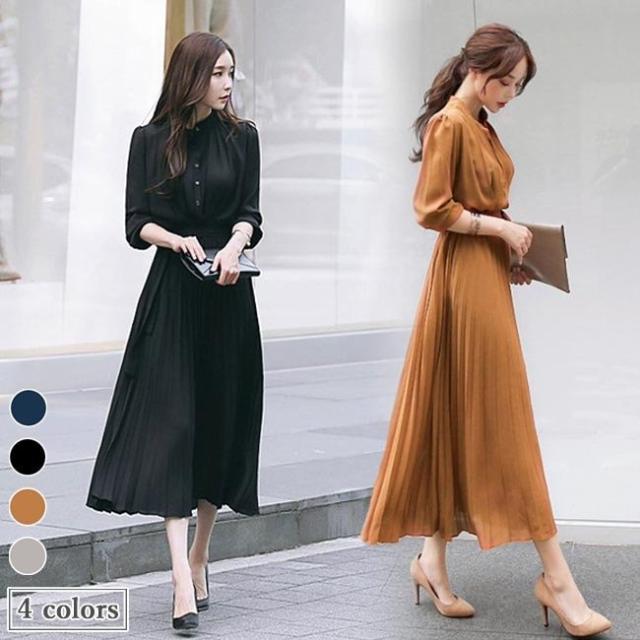 ワンピース シフォンワンピース レディース プリーツワンピース 長袖 ロングワンピ オフィス きれいめ ロング丈 シフォンワンピ Aライン の通販はau Pay マーケット 新勢