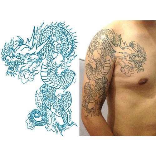 Tattoo 特大タトゥーシール ドラゴン龍 31x24ｃｍ 刺青 入れ墨の通販はau Pay マーケット 新勢