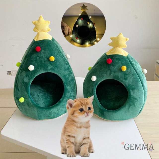 ペットベッド 猫 クリスマスツリー ふわふわ もこもこ 猫ベッド 立体 テント 可愛い 暖かい 星ライト付き 保温 防寒 幼い猫 プレゼンの通販はau Pay マーケット 新勢