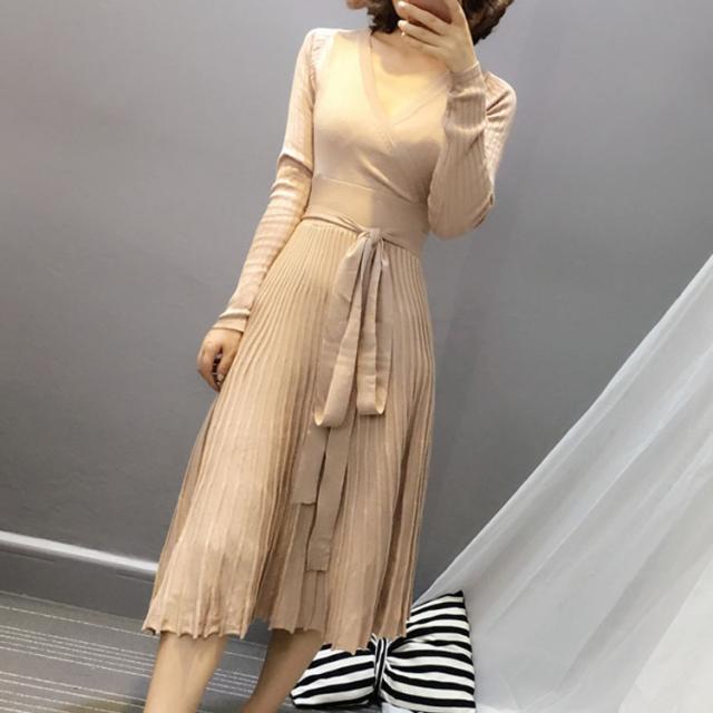 ウエストリボン カシュクールワンピース カシュクール ジャージーワンピース ニットワンピース レディース ワンピース カシュクーの通販はau Pay マーケット 新勢