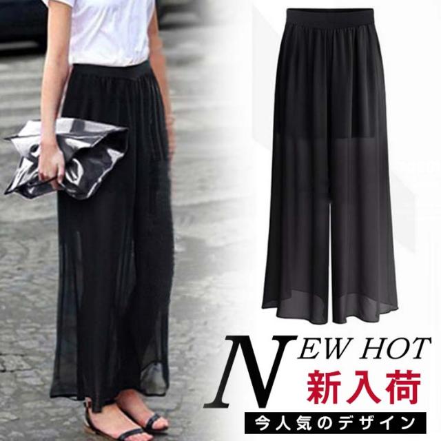 送料無料ロング丈 シフォン フレアワイドパンツ ワイドパンツ ガウチョパンツ シフォン ミモレ レディース フレアパンツ 美脚 美尻の通販はau Pay マーケット 吉成商店