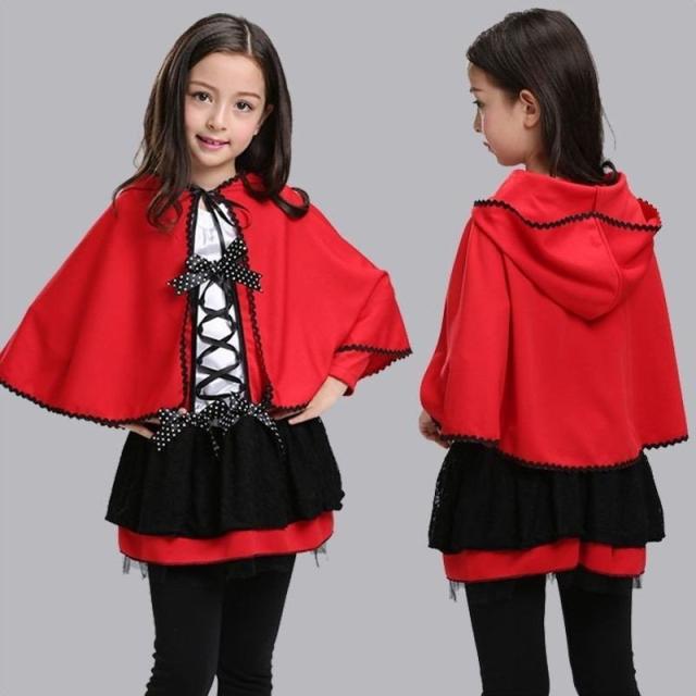 子供用 コスプレ衣装 キッズコスプレ デビル 小悪魔 フード付きマント 赤 ワンピース 長袖 リボン付き 女の子 キッズ ジュニの通販はau Pay マーケット 美良