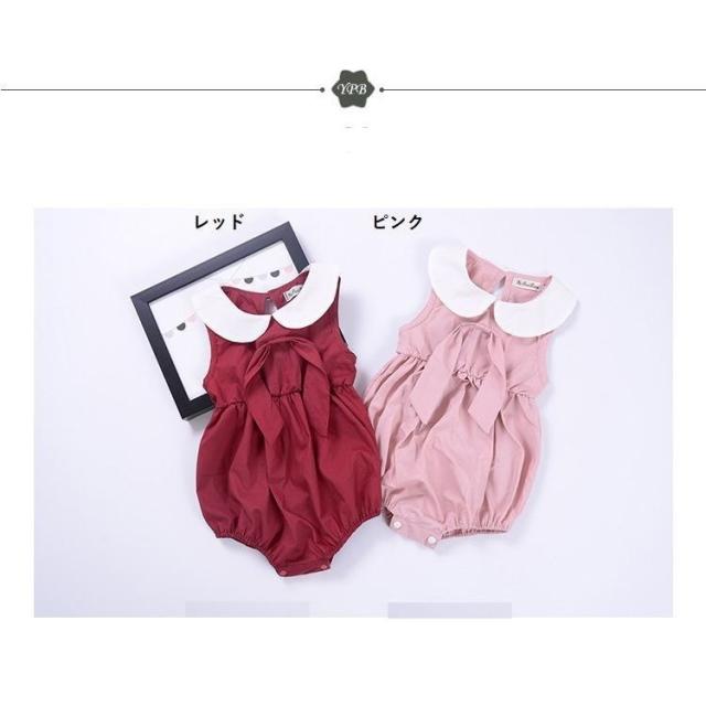 ロンパース ロンパス 夏 おしゃれ 女の子 赤ちゃん ベビー ノースリーブ 無地 襟 つなぎ 可愛い かわいい リボンの通販はau Pay マーケット 美良