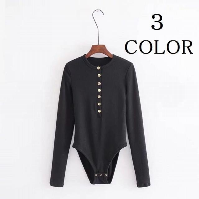 トップス レディース ロンパース ニット セクシー スリム ルームウエア 部屋着 大人 ボタン 長袖 細身 すっきり 春 リブニの通販はau Pay マーケット 美良