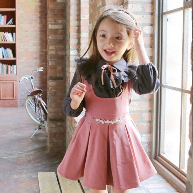 ジャンパースカート キッズ スカート プリーツ フレアスカート ボトムス ビジュー付き ピンク ブラック 100 110 1の通販はau Pay マーケット 美良