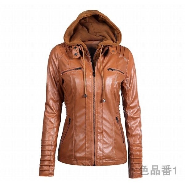 ジャケット レディース ライダースジャケット 革ジャン フェイクレザー フード付き ジップアップ タイト M L Xl 2xl の通販はau Pay マーケット 美良