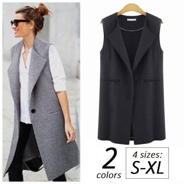 ロングジレ ロングベスト レディース ジレ ベスト ロング丈 羽織 ワンボタン サイドポケット 無地 ブラック グレー カジュアの通販はau Pay マーケット 美良