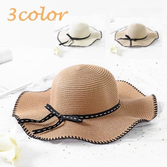 麦わら帽子 ストローハット レディース つば広 日除け リボン ステッチ 白 ホワイト 折りたたみ 夏 海 アウトドア きれいめの通販はau Pay マーケット 美良