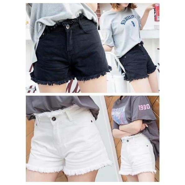 デニムパンツ ショートパンツ ホットパンツ レディース フレイドヘム カットオフ 切りっぱなし デニム ジーンズ 白 黒 ホワイの通販はau Pay マーケット 美良