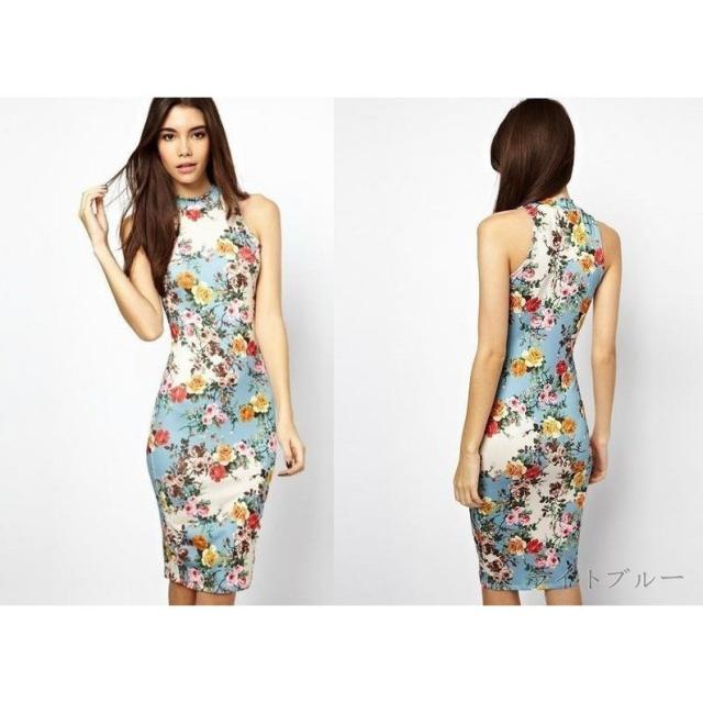 ノースリーブワンピース タイトワンピース 花柄ワンピース ハイネックワンピース 膝丈ワンピース ひざ丈ワンピース ボディコンワンの通販はau Pay マーケット 美良