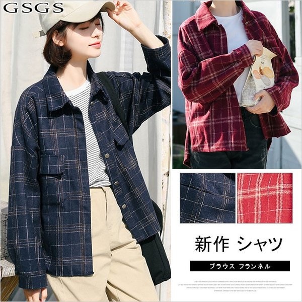 シャツ ブラウス フランネル チェック レディース 長袖 おしゃれな フランネルシャツ P866の通販はau Pay マーケット 美良