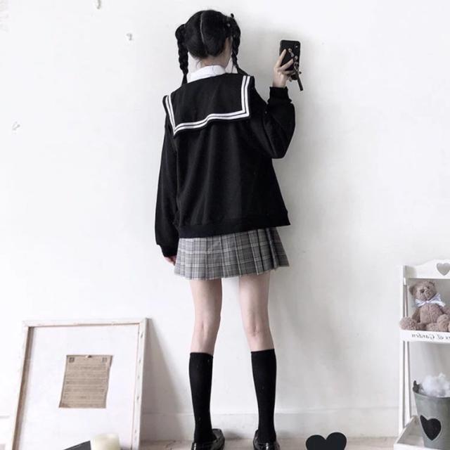 セーラー服 パーカー セーラー襟 前開き ジップアップパーカー 長袖 トップス スウェット パーカ 暖かい レディース 女の子 高校生 女子の通販はau Pay マーケット Toyshop