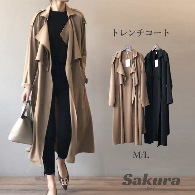 トレンチコート コート レディース 冬新作 送料無料  ロングコート ロング 薄手  ゆったり アウター ジャケット 大きいサイズ シンプル きれいめ カジュアル 春 秋冬 通勤 入園式 卒業式 オフィス 体型カバー 秋服の通販は