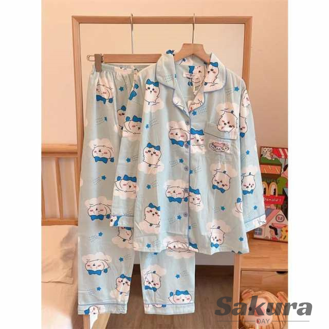 ちいかわ パジャマ ちいかわ 着ぐるみ パジャマ パジャマ 前開き 居住服 部屋着 寝間着 長袖 上下セット うさぎ モモンガ  防寒 暖かい 部屋着 肌触り 男女兼用