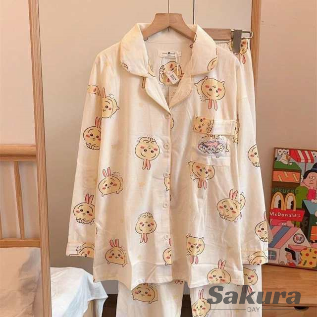 ちいかわ パジャマ ちいかわ 着ぐるみ パジャマ パジャマ 前開き 居住服 部屋着 寝間着 長袖 上下セット うさぎ モモンガ  防寒 暖かい 部屋着 肌触り 男女兼用