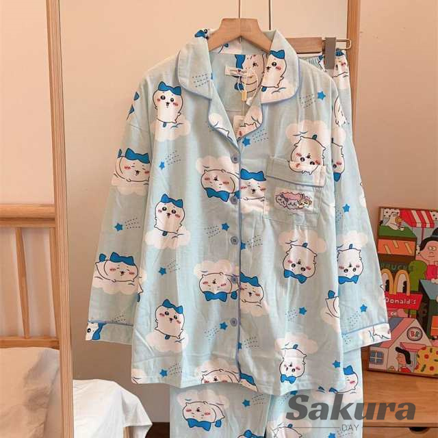 ちいかわ パジャマ ちいかわ 着ぐるみ パジャマ パジャマ 前開き 居住服 部屋着 寝間着 長袖 上下セット うさぎ モモンガ  防寒 暖かい 部屋着 肌触り 男女兼用