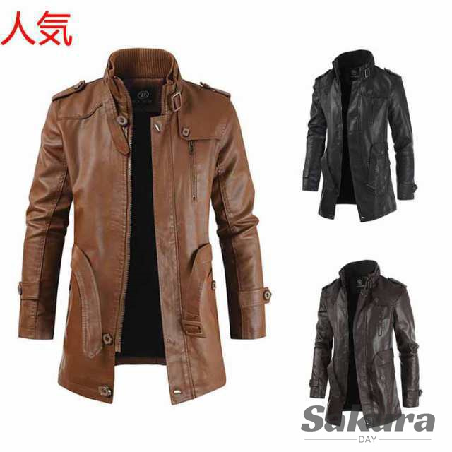 秋 冬 新作 レザーコート メンズ ラムレザー 革ジャン 革コート 皮コート レザーハーフコート 3色の通販は