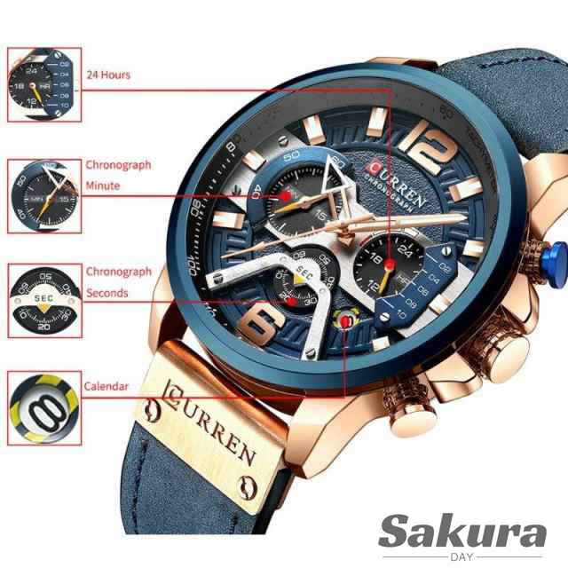 ウォッチ 腕時計 メンズ PUベルト 40代 50代 ビジネス クロノグラフ 防水 おしゃれ 高級 ファッション CURREN 多機能 カレンダー ギフト プレゼントの通販は