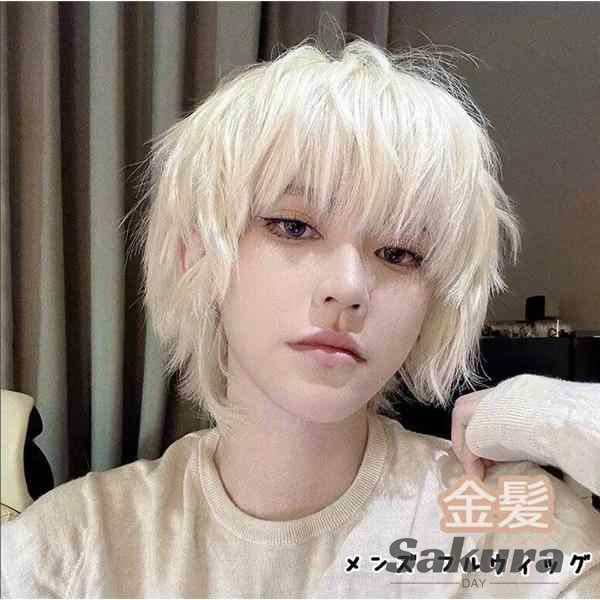 金髪 メンズ フルウィッグ かつら ウィッグ 自然 ショートウィッグ 前髪あり コスプレ 男装 おしゃれ dp150g4g4w9の通販は