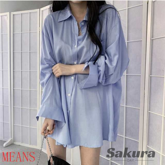 トップス レディース シャツ ブラウス 無地 レトロ Vネック ラージカラー ドロップショルダー ビッグシルエット長袖 襟付き パフスリーブの通販は