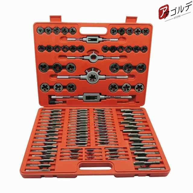 タップ&ダイスセット 110pcsセット 工具 ねじ切り加工 ネジ穴 ネジ山 補修 修正 DIY 大工用具　レッドの通販は