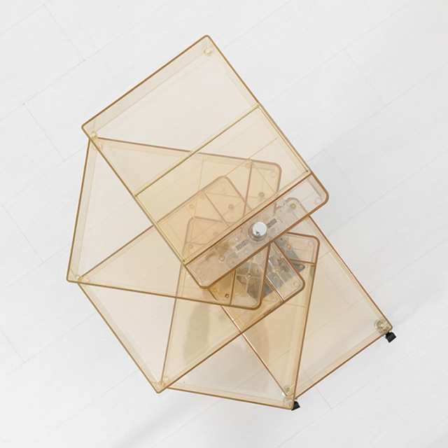 回転式引き出しトロリー 5段 透明 サイドテーブル 収納ラック キャスター付き モダン オフィス 美容室 収納 サイト収納 おしゃれ デザイの通販は