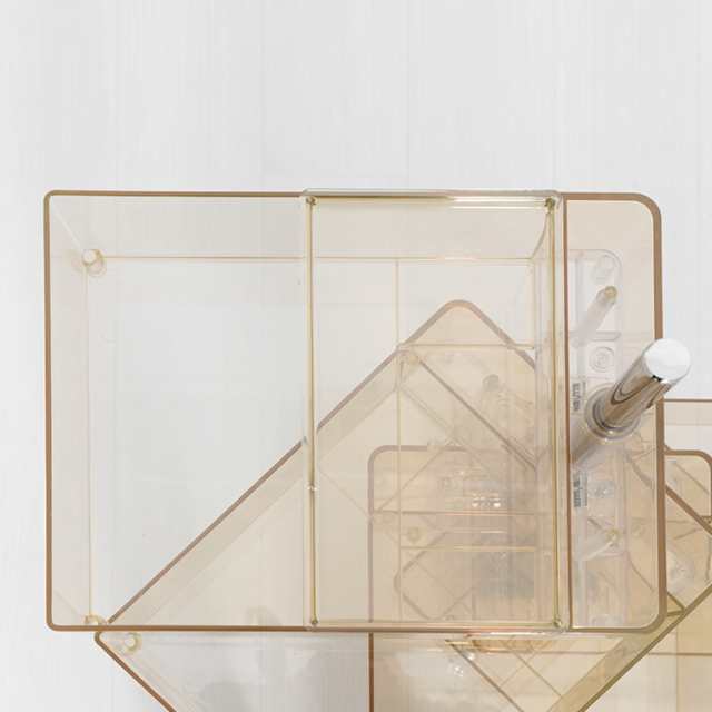 回転式引き出しトロリー 5段 透明 サイドテーブル 収納ラック キャスター付き モダン オフィス 美容室 収納 サイト収納 おしゃれ デザイの通販は