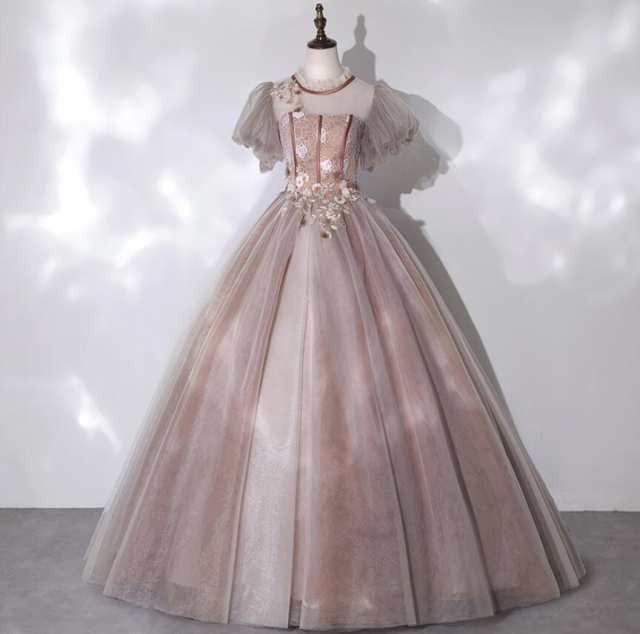 ウェディングドレスカラードレス ロングドレスパーティードレス半袖発表会二次会 花嫁披露宴演奏会結婚式プリンセスラインステージ 衣装の通販は