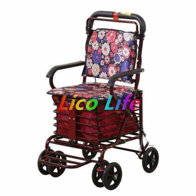 シルバーカー老人用手押し車折りたためるフットペダル付き高齢者買い物カートおしゃれ歩行介助補助具散歩座面付き高さ調節ブレーキ付きの通販は