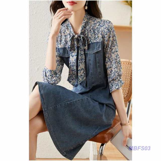 レデイース 秋 デニムワンピース きれいめ シャツワンピースワンピース 体型カバー 30代 ロング デニムワンピース 長袖 着痩せ ワンピ 上の通販は 5,970円